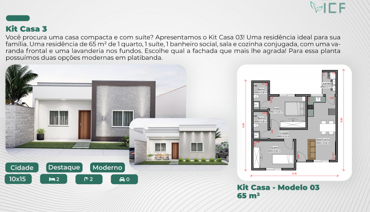 Kit Casa 3 - Modelo 03 - 65 m²