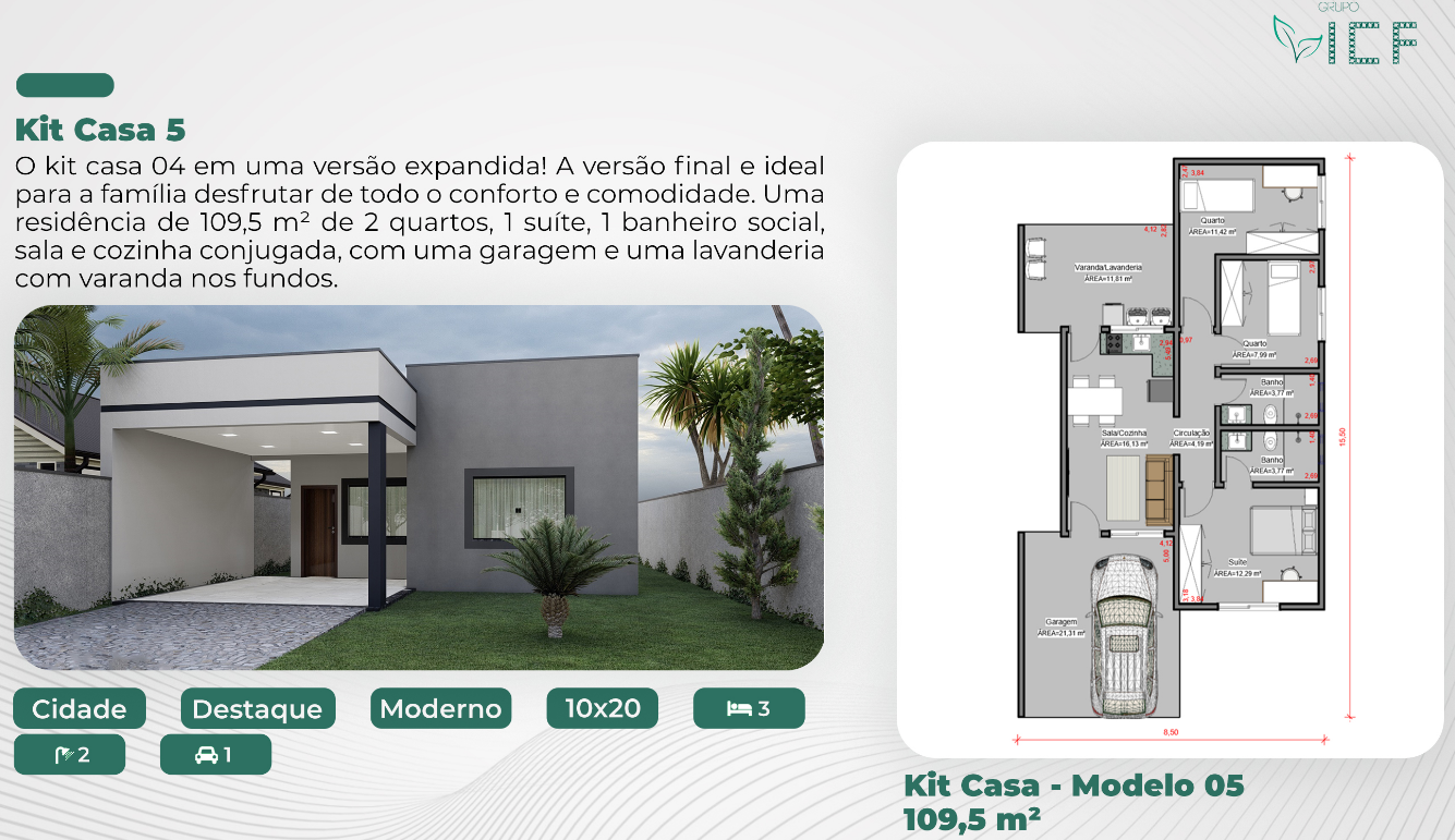 Kit Casa 5 - Modelo 05 - 109,5 m²